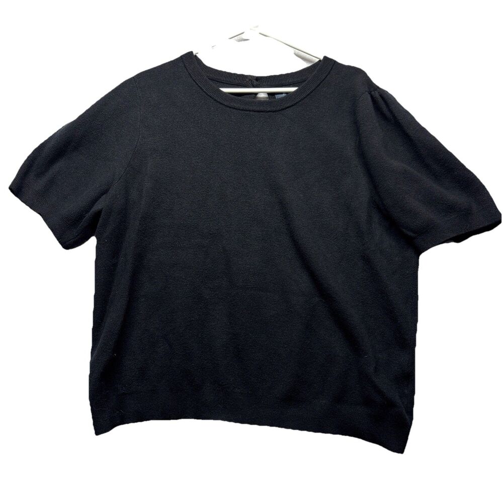 Maeve Anthropologie Harmon Jacquard Sweater Tee Short Sleeve Black Size 2X